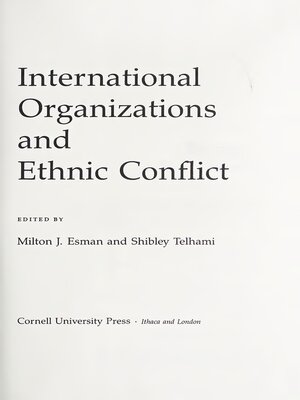 cover image of International Organizations and Ethnic Conflict